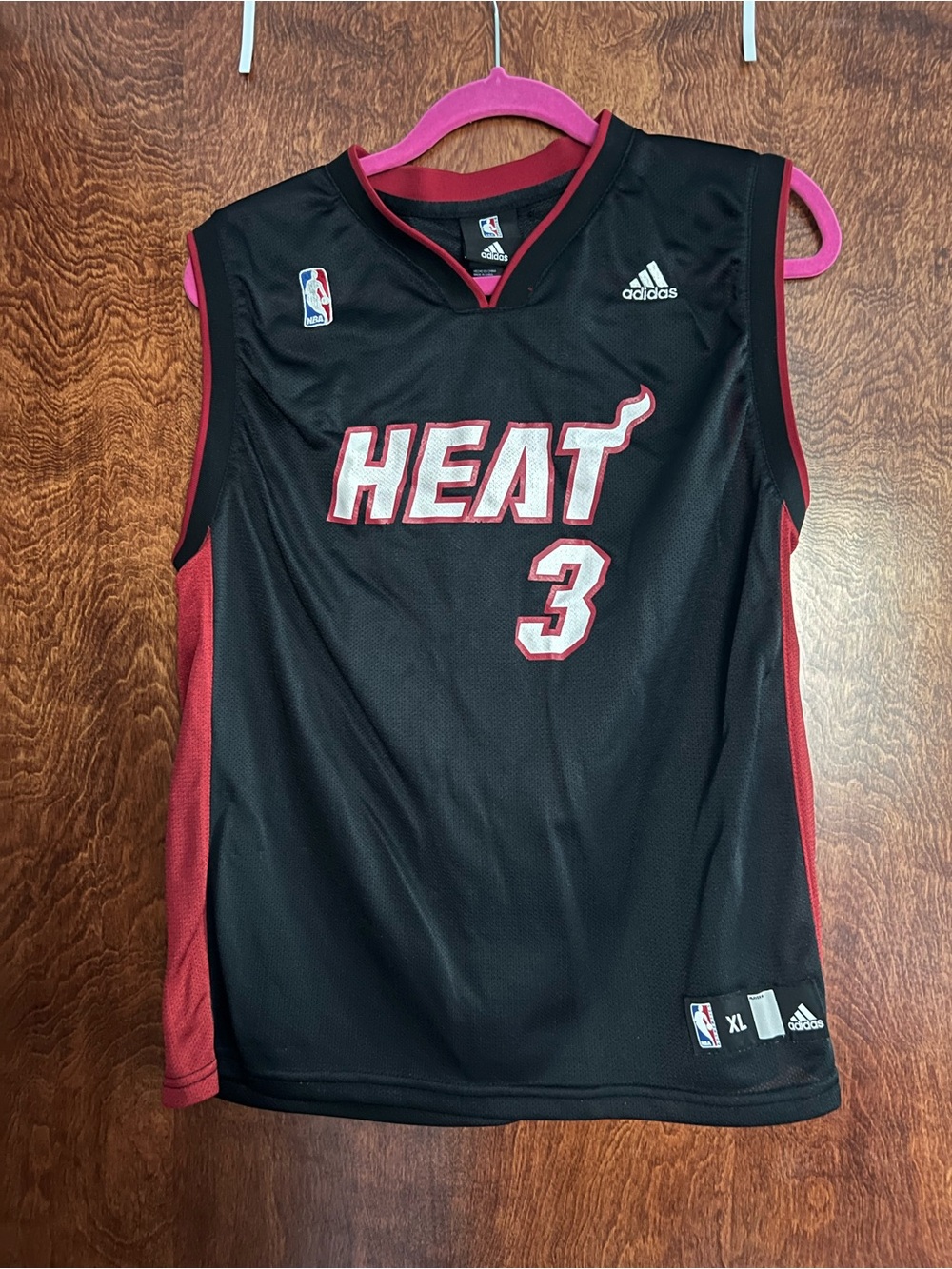 Adidas Miami Heat Dwyane Wade #3 Black‎ and Red NBA Jersey